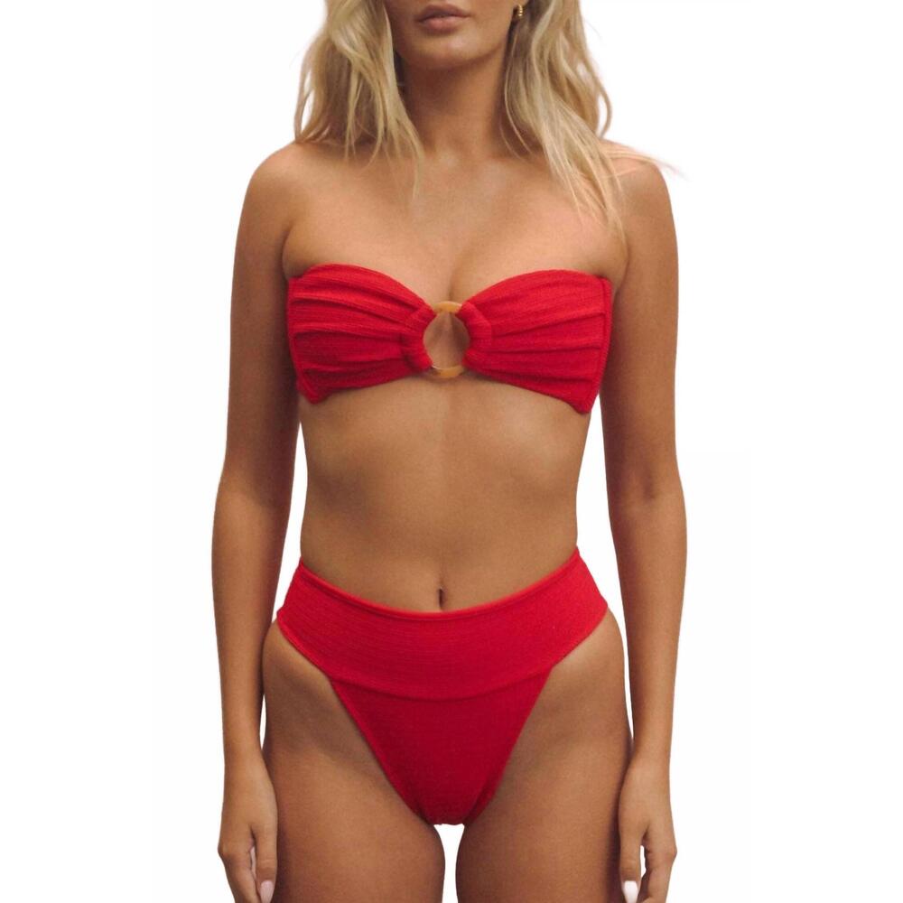 NEW MONTCE tamarindo bikini bottom in crimson micro scrunch